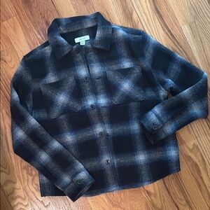 Reiss Black, Blue and Gray Plaid Button-Up Shirt